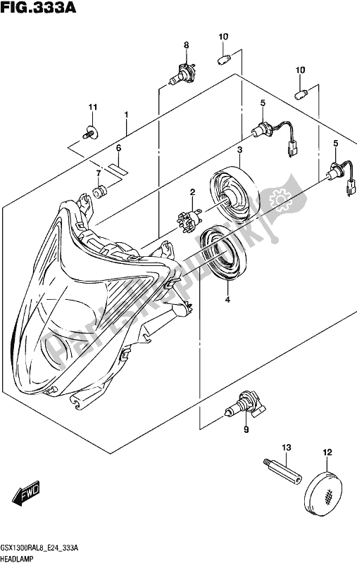 Tutte le parti per il Faro del Suzuki GSX 1300 RA 2018