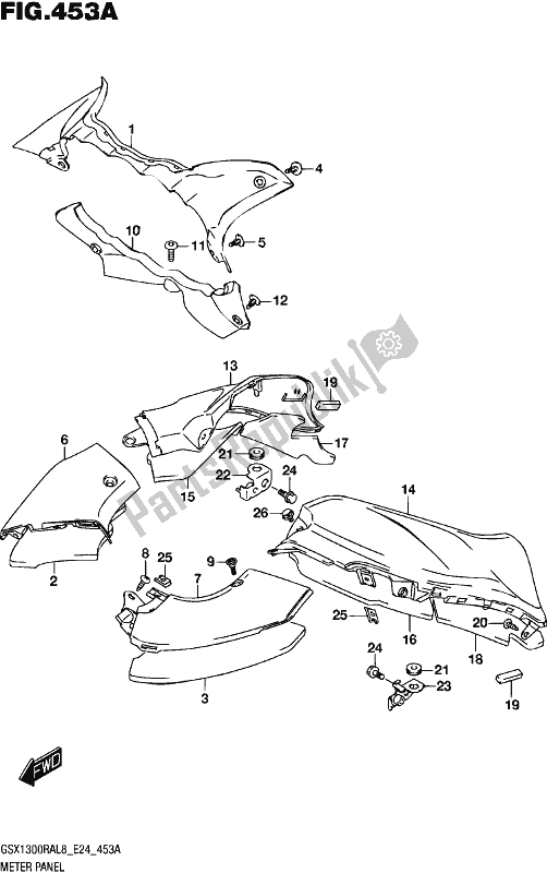 All parts for the Meter Panel of the Suzuki GSX 1300 RA 2018