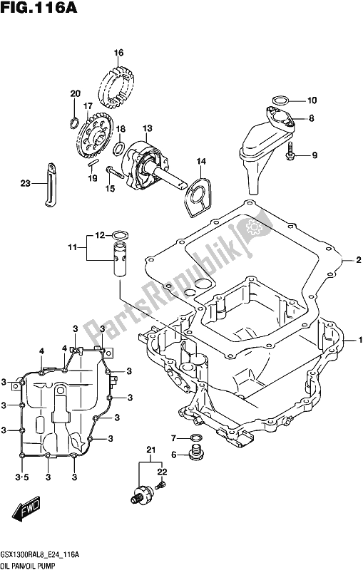 Tutte le parti per il Oil Pan/oil Pump del Suzuki GSX 1300 RA 2018