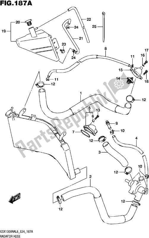 All parts for the Radiator Hose of the Suzuki GSX 1300 RA 2018