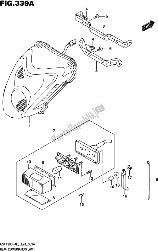 All parts for the Rear Combination Lamp of the Suzuki GSX 1300 RA 2018