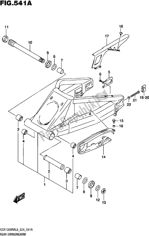 All parts for the Rear Swingingarm of the Suzuki GSX 1300 RA 2018