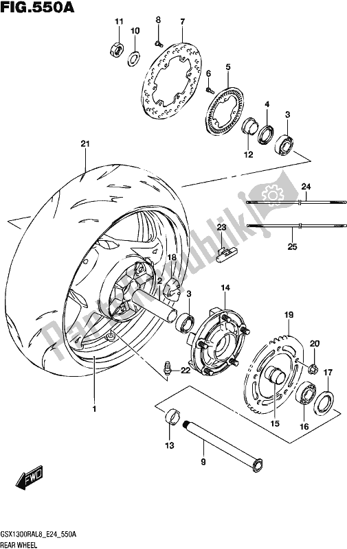 All parts for the Rear Wheel of the Suzuki GSX 1300 RA 2018