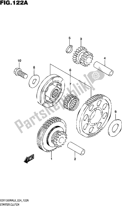 All parts for the Starter Clutch of the Suzuki GSX 1300 RA 2018