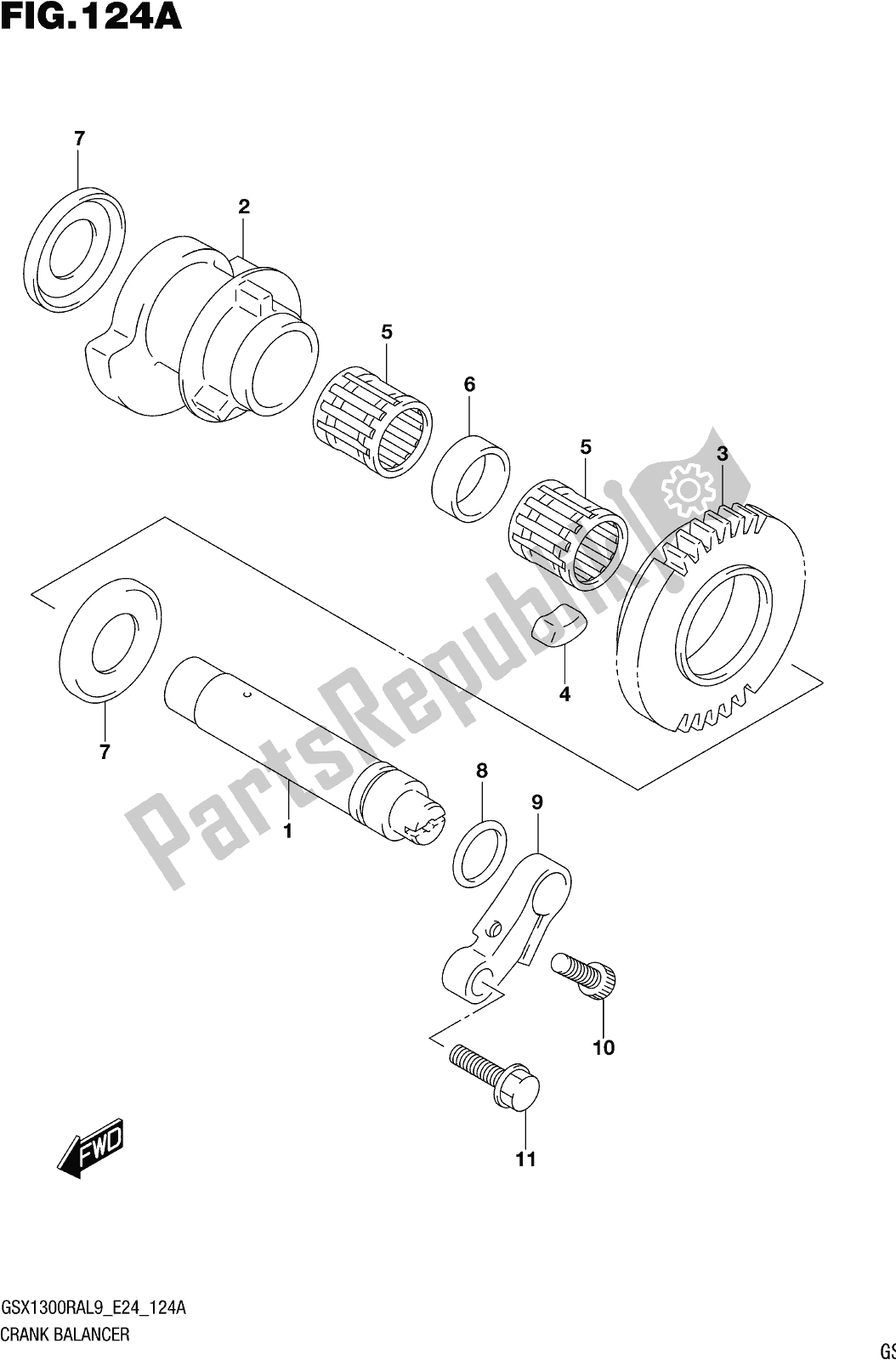 Todas as partes de Fig. 124a Crank Balancer do Suzuki GSX 1300 RA 2019