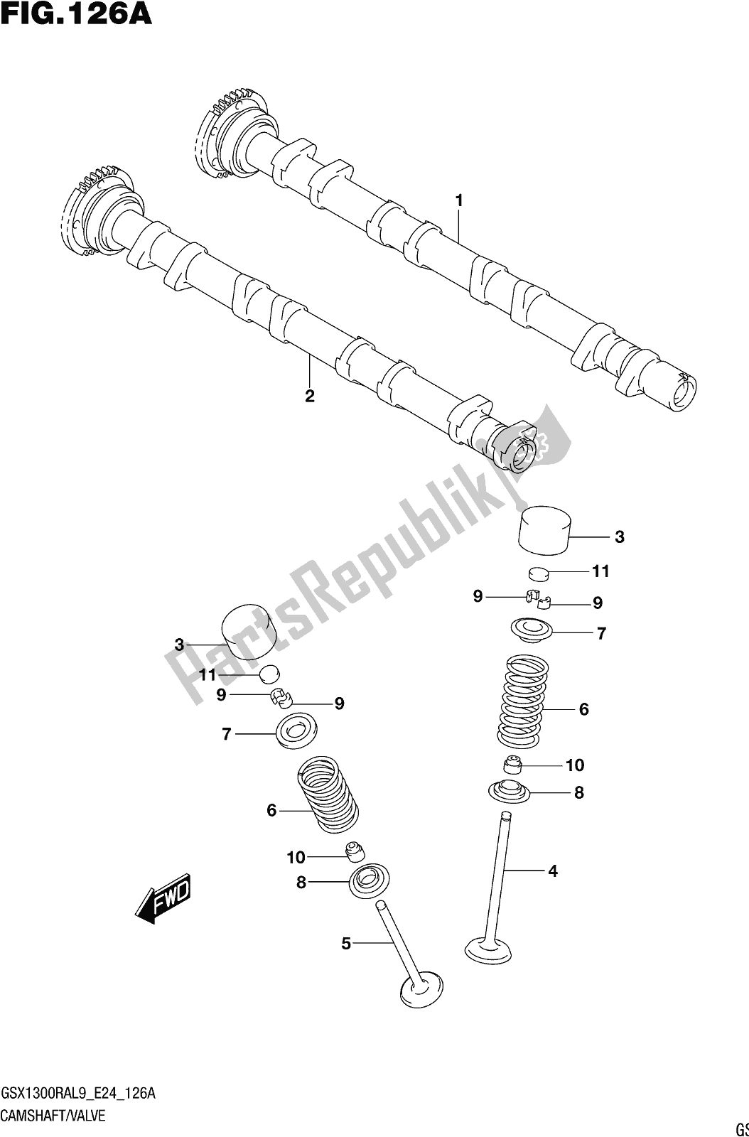 Toutes les pièces pour le Fig. 126a Camshaft/valve du Suzuki GSX 1300 RA 2019