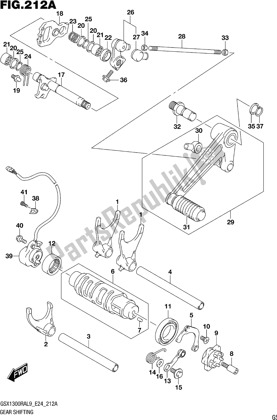 All parts for the Fig. 212a Gear Shifting of the Suzuki GSX 1300 RA 2019