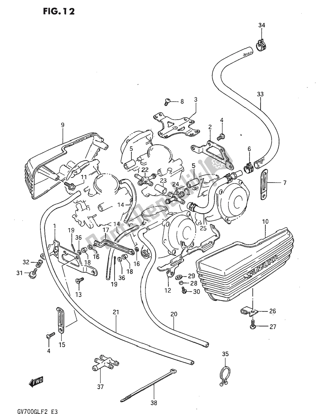 Tutte le parti per il Raccordi Carburatore del Suzuki GV 700 Madura 1985