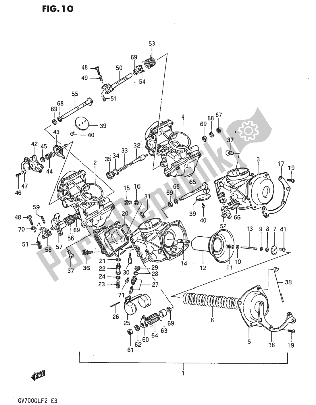 Tutte le parti per il Carburatore del Suzuki GV 700 Madura 1985