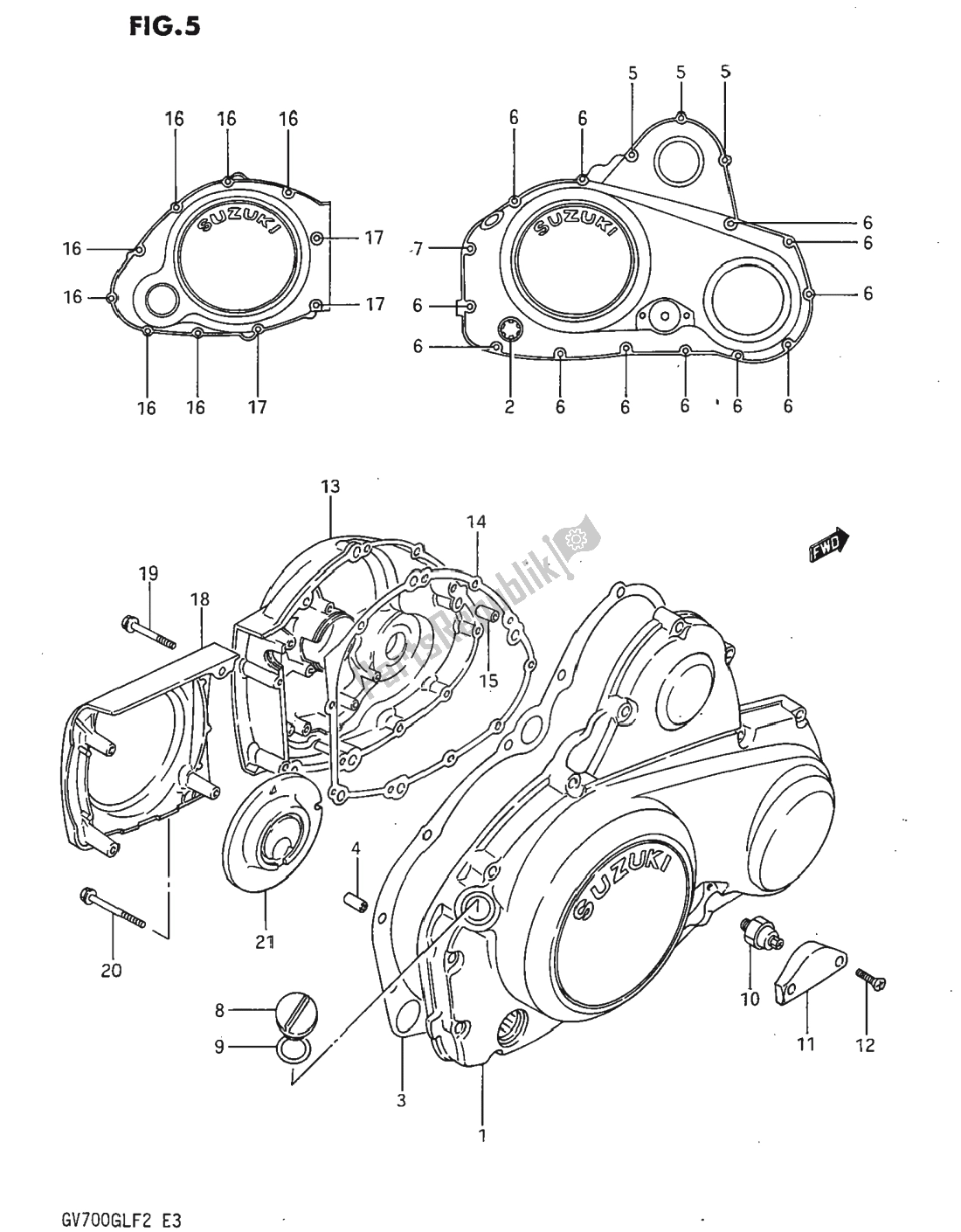 Tutte le parti per il Coperchio Del Carter del Suzuki GV 700 Madura 1985