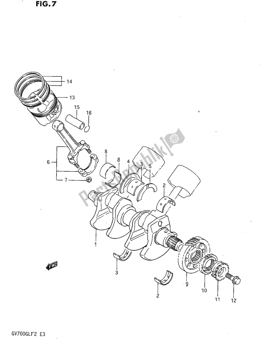 Tutte le parti per il Albero A Gomiti del Suzuki GV 700 Madura 1985