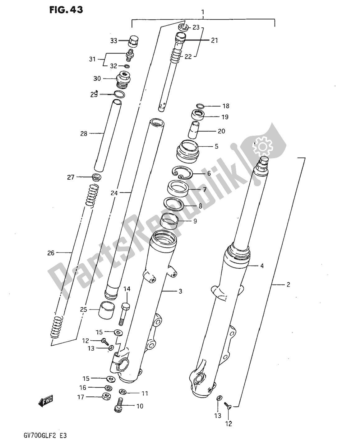 Tutte le parti per il Forcella Anteriore del Suzuki GV 700 Madura 1985