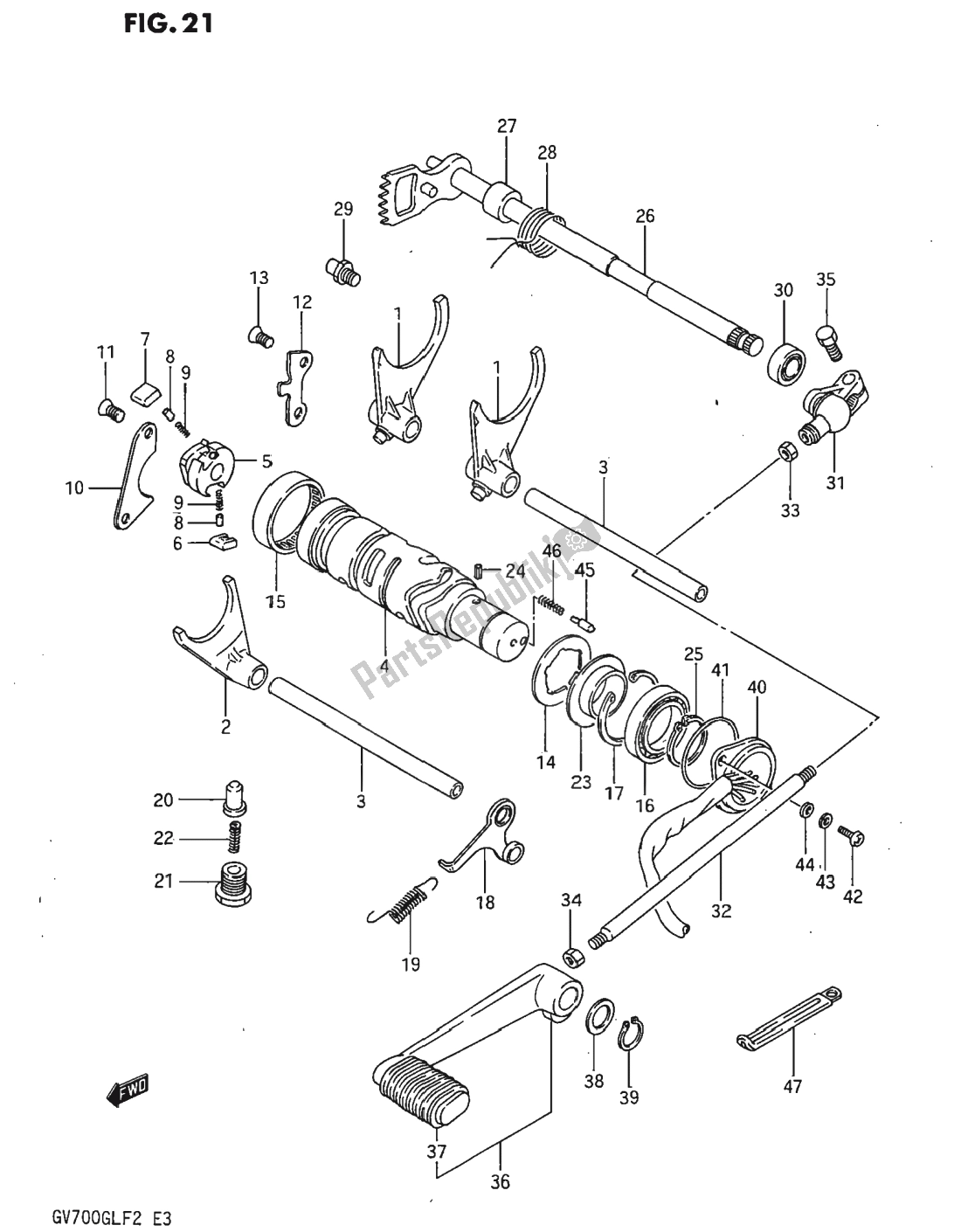 Toutes les pièces pour le Changement De Vitesse du Suzuki GV 700 Madura 1985