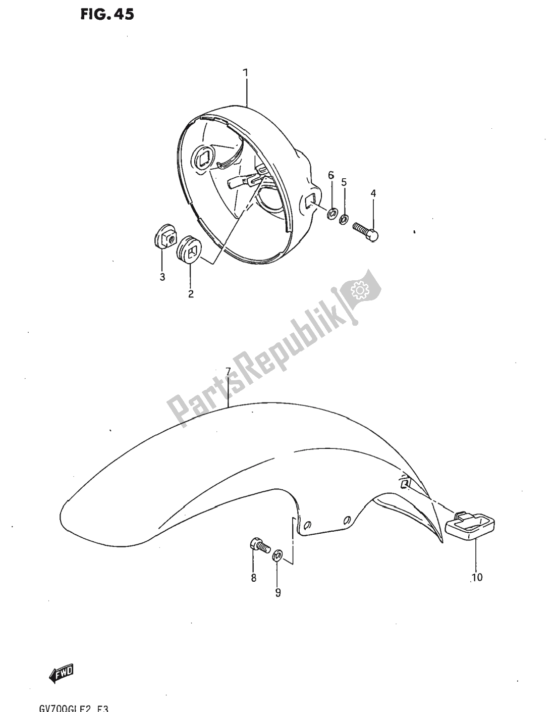 Tutte le parti per il Headlamp Housing - Front Fender del Suzuki GV 700 Madura 1985