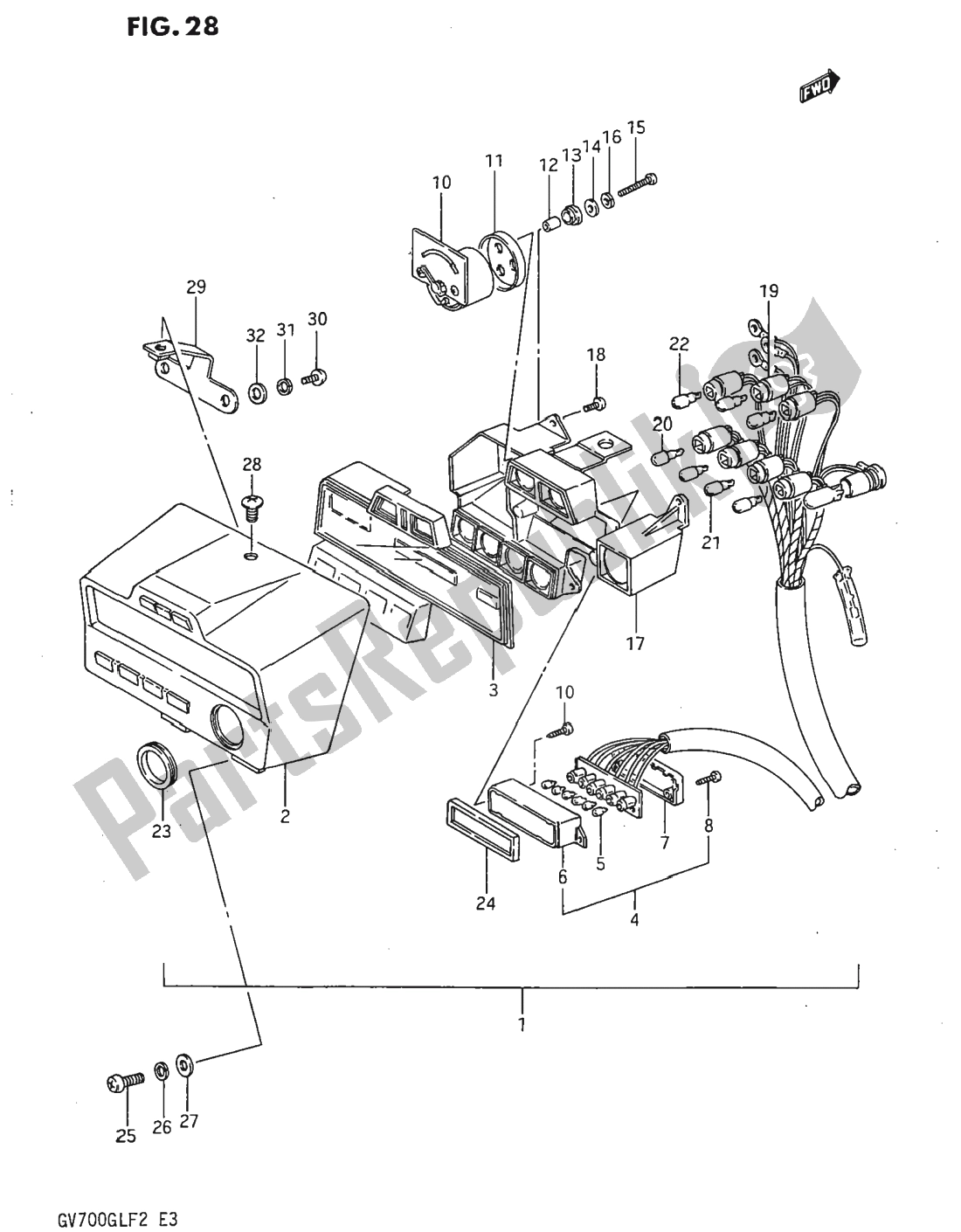 Tutte le parti per il Pilot Lamp Box del Suzuki GV 700 Madura 1985