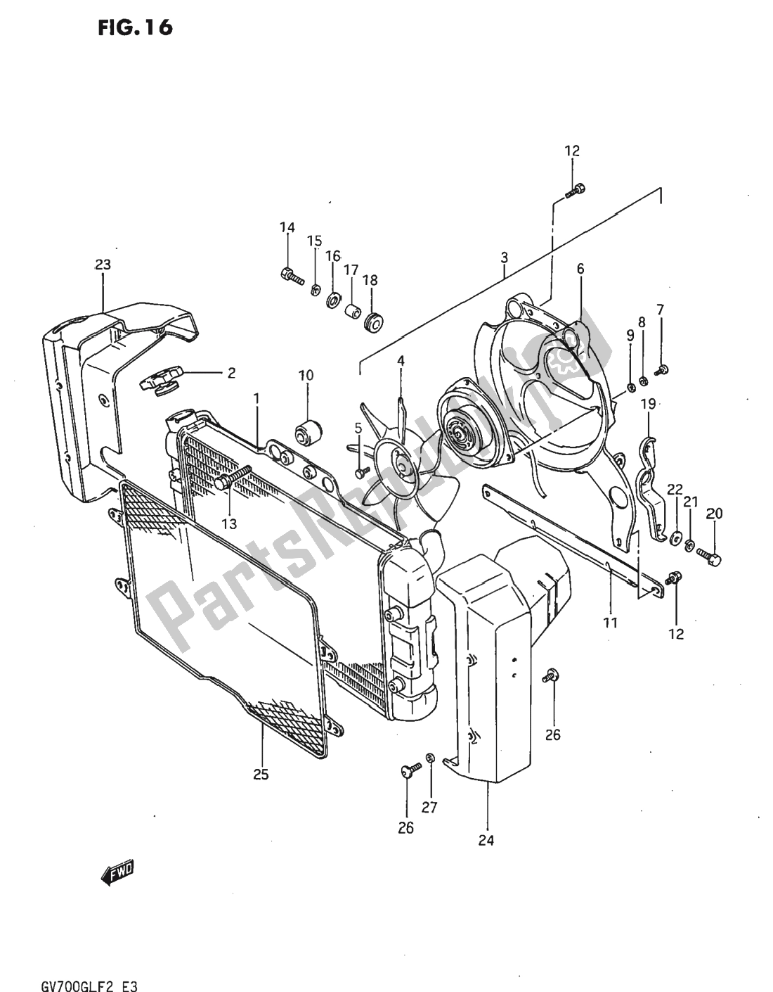 Toutes les pièces pour le Radiateur du Suzuki GV 700 Madura 1985