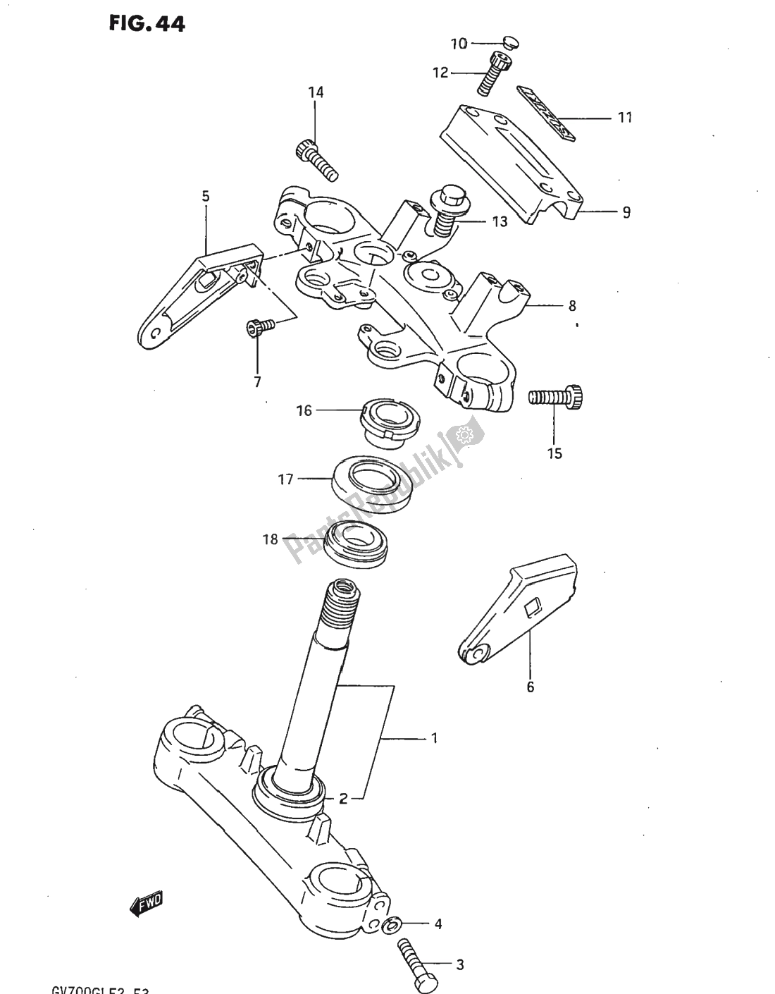 Tutte le parti per il Gambo Dello Sterzo del Suzuki GV 700 Madura 1985