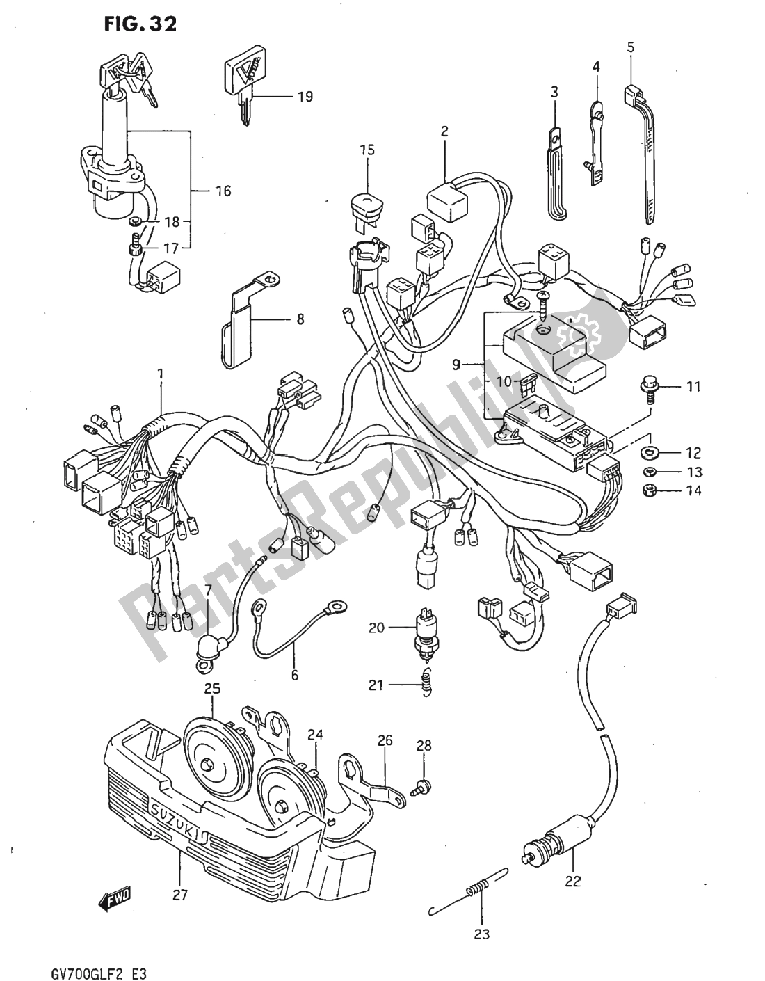 Tutte le parti per il Cablaggio Elettrico del Suzuki GV 700 Madura 1985