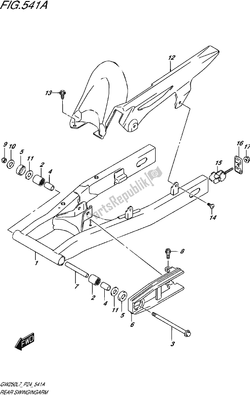 Toutes les pièces pour le Bras Oscillant Arrière du Suzuki GW 250 2017