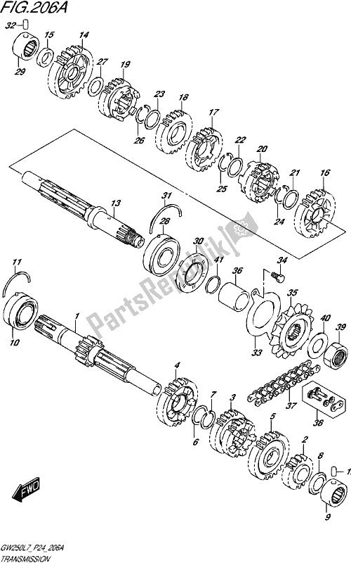 All parts for the Transmission of the Suzuki GW 250 2017