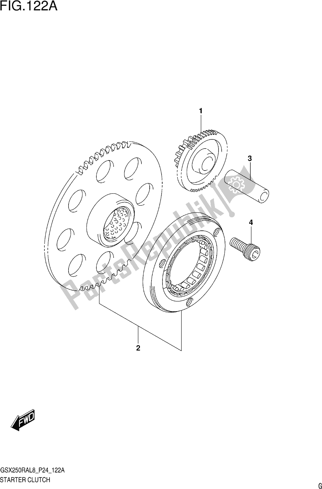 Todas las partes para Fig. 122a Starter Clutch de Suzuki GW 250 RA 2018