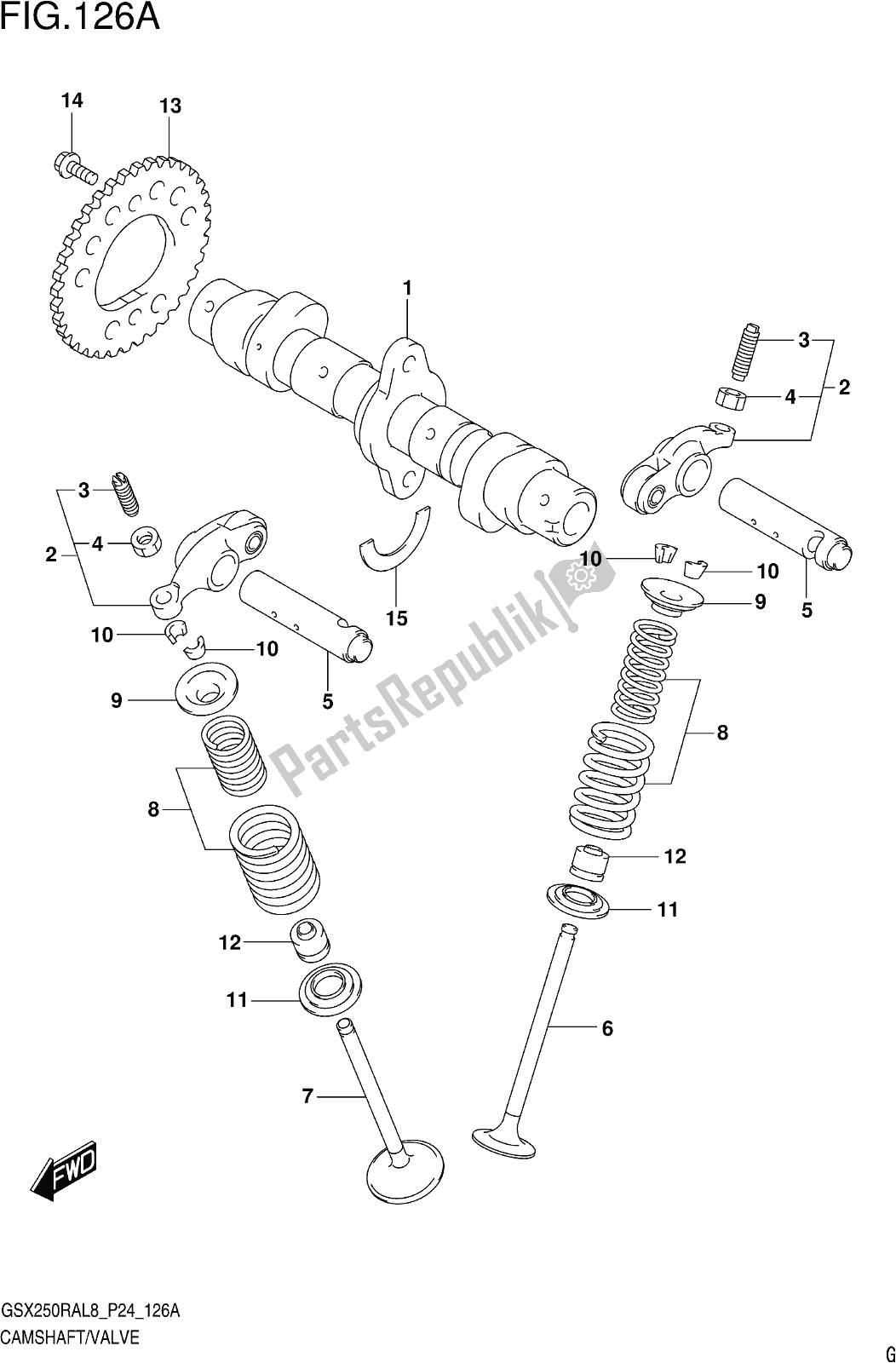 Todas las partes para Fig. 126a Camshaft/valve de Suzuki GW 250 RA 2018