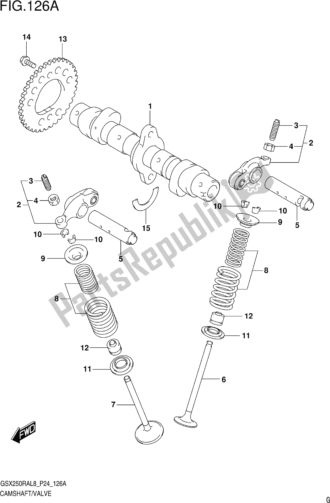 Todas las partes para Fig. 126a Camshaft/valve de Suzuki GW 250 RA 2018