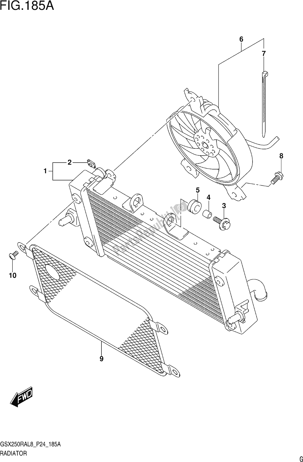 Todas las partes para Fig. 185a Radiator de Suzuki GW 250 RA 2018