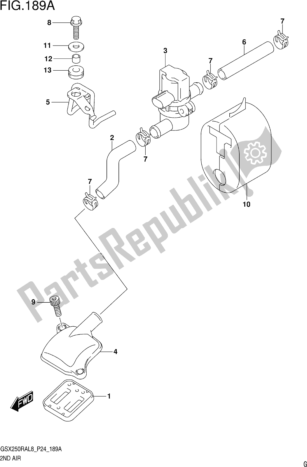 Todas las partes para Fig. 189a 2nd Air de Suzuki GW 250 RA 2018