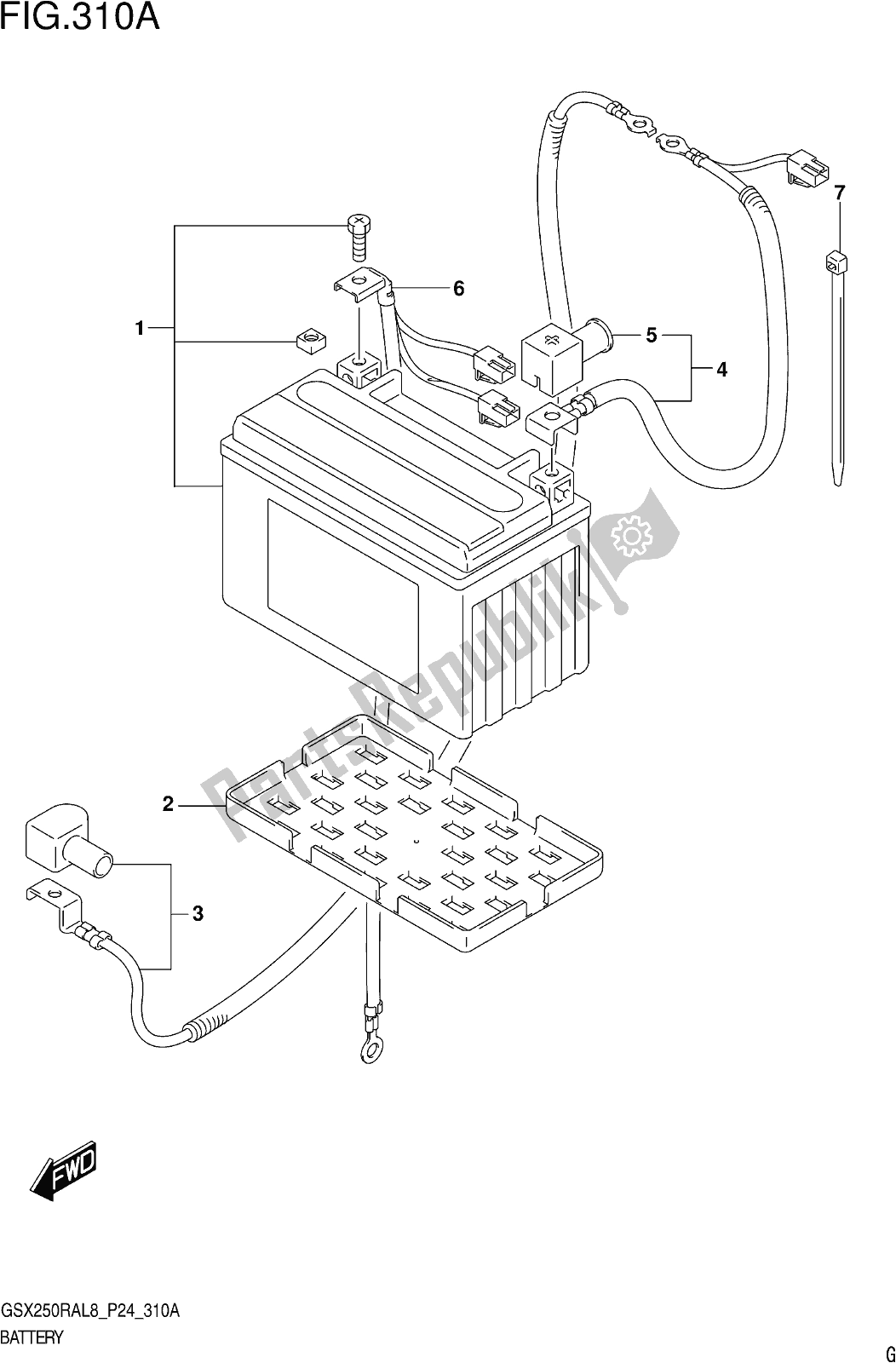 Todas las partes para Fig. 310a Battery de Suzuki GW 250 RA 2018