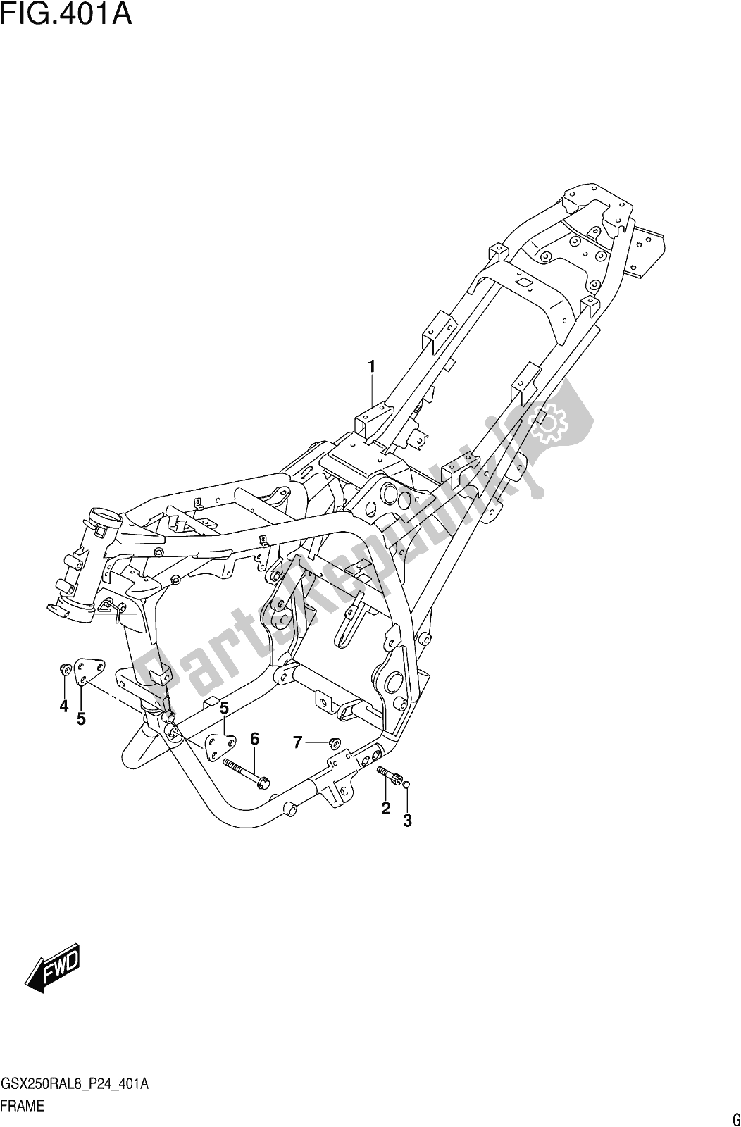 Todas las partes para Fig. 401a Frame de Suzuki GW 250 RA 2018