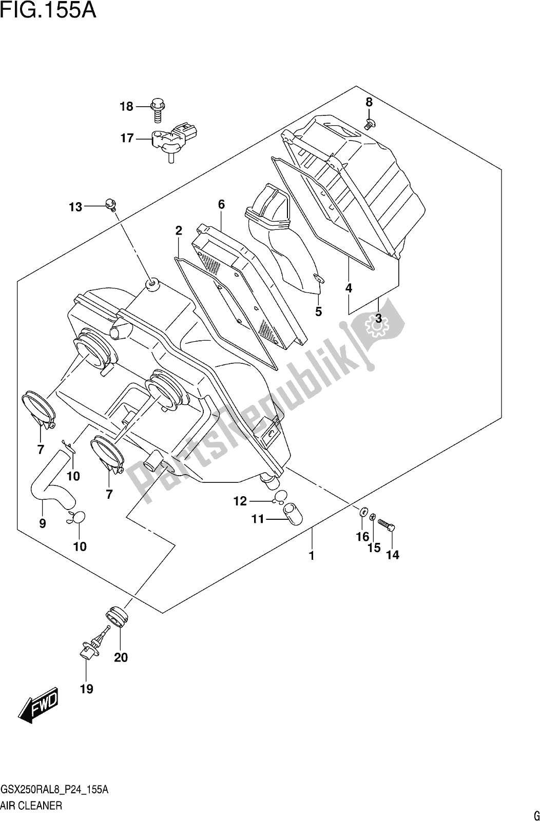 Tutte le parti per il Fig. 155a Air Cleaner del Suzuki GW 250 RAZ 2018