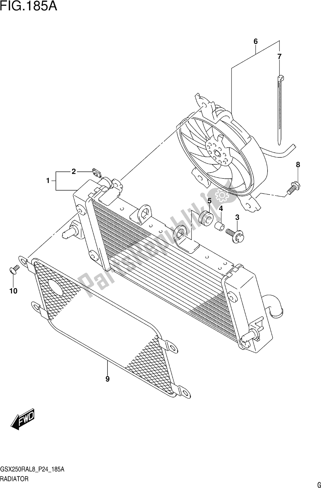 Wszystkie części do Fig. 185a Radiator Suzuki GW 250 RAZ 2018