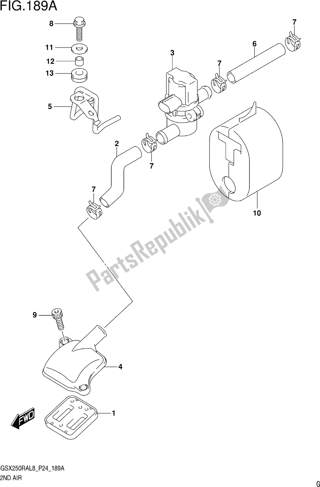 All parts for the Fig. 189a 2nd Air of the Suzuki GW 250 RAZ 2018