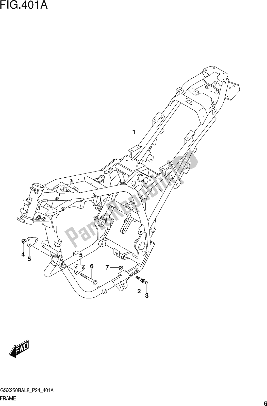 Tutte le parti per il Fig. 401a Frame del Suzuki GW 250 RAZ 2018