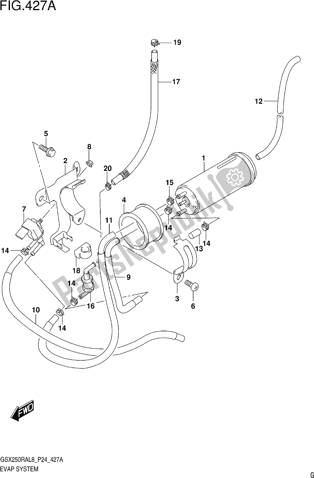 Toutes les pièces pour le Fig. 427a Evap System du Suzuki GW 250 RAZ 2018