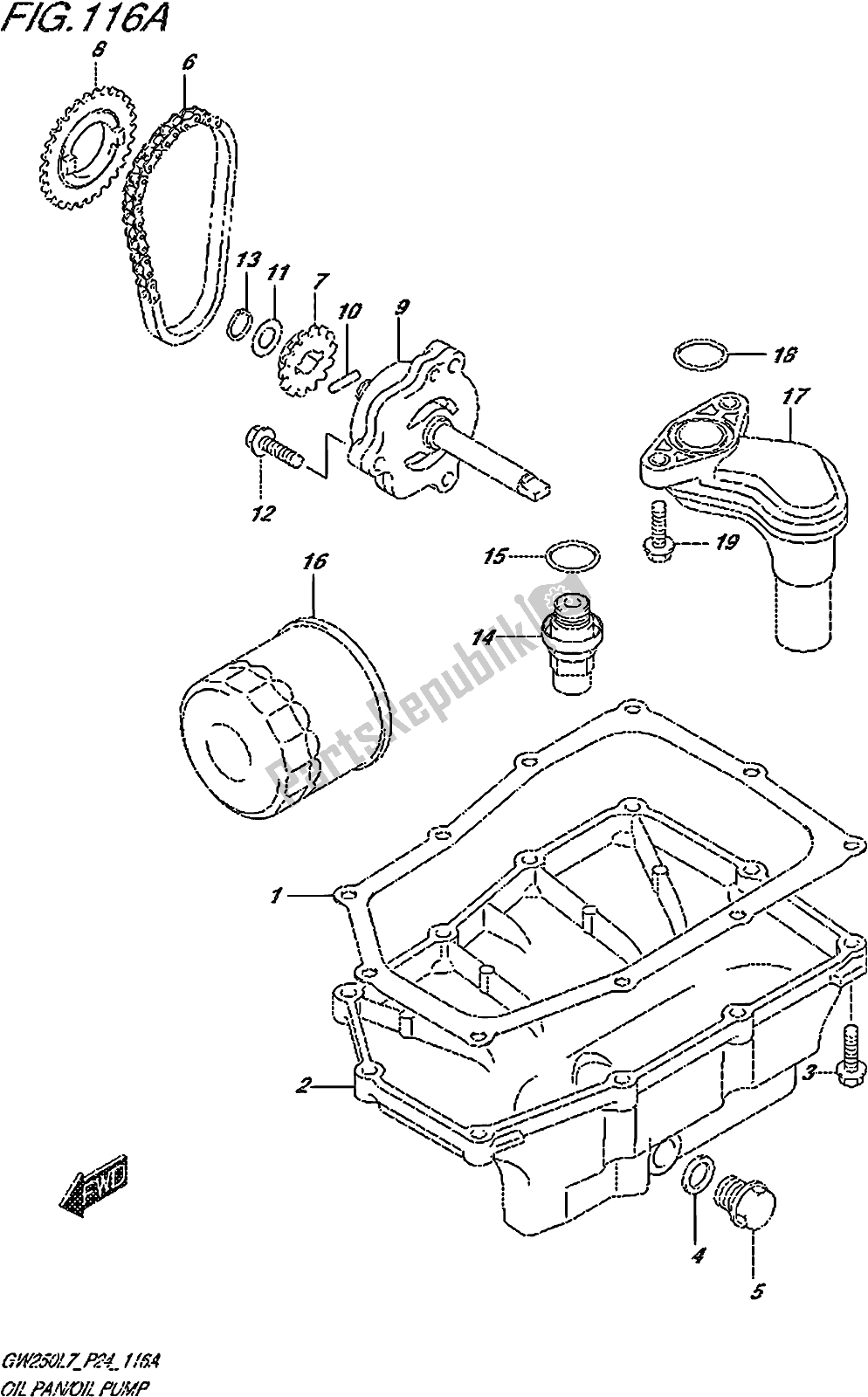 Tutte le parti per il Fig. 116a Oil Pan/oil Pump del Suzuki GW 250Z 2017