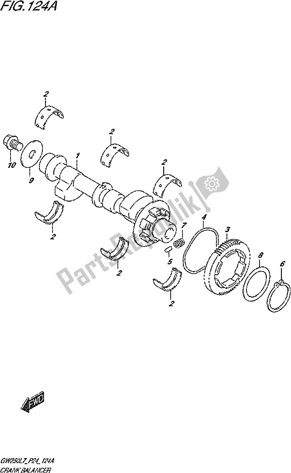 All parts for the Fig. 124a Crank Balancer of the Suzuki GW 250Z 2017