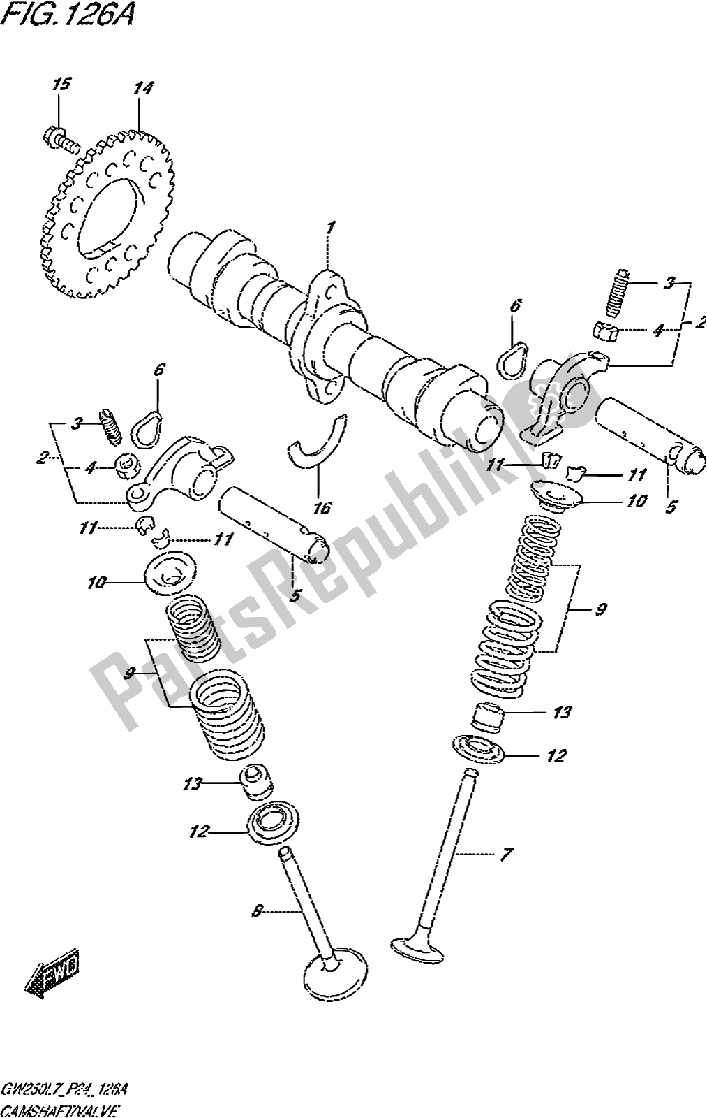 Toutes les pièces pour le Fig. 126a Camshaft/valve du Suzuki GW 250Z 2017