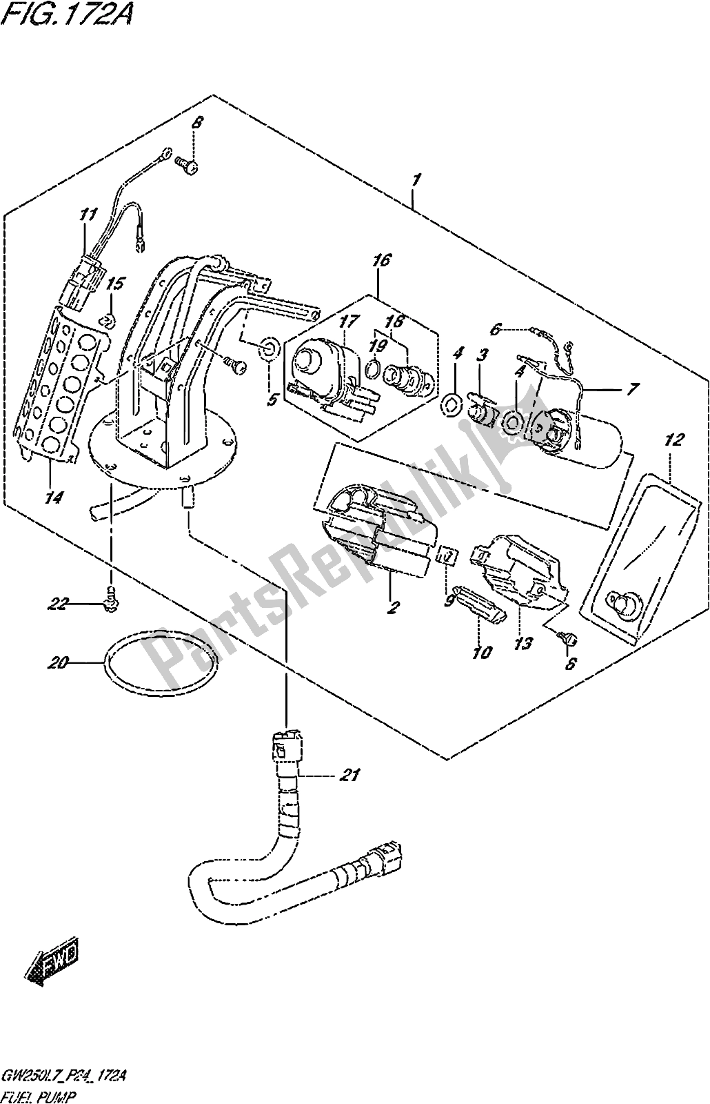 Alle onderdelen voor de Fig. 172a Fuel Pump van de Suzuki GW 250Z 2017