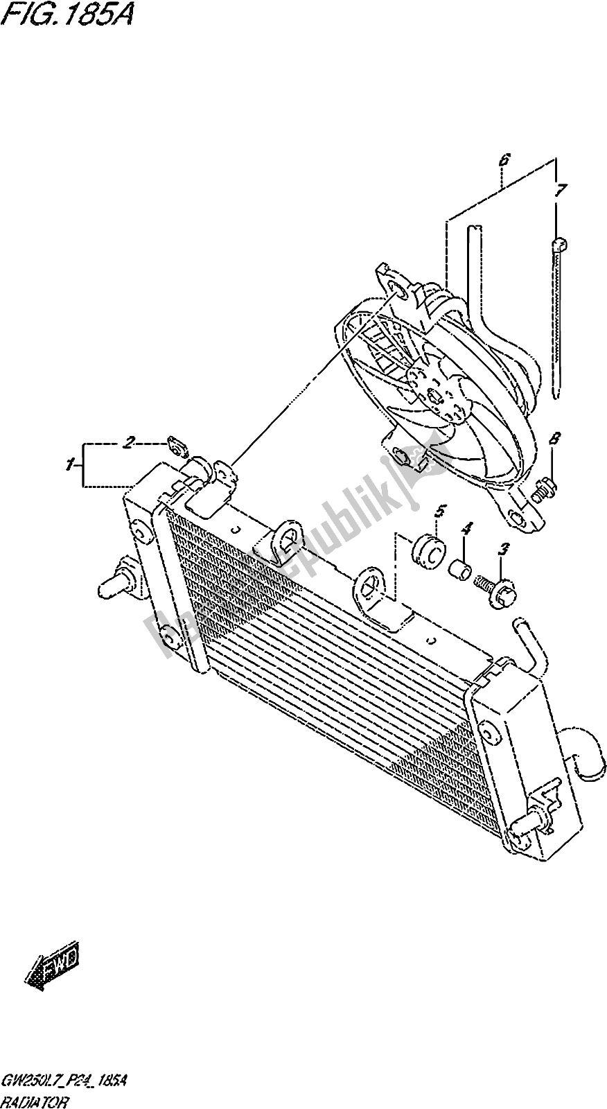 Wszystkie części do Fig. 185a Radiator Suzuki GW 250Z 2017