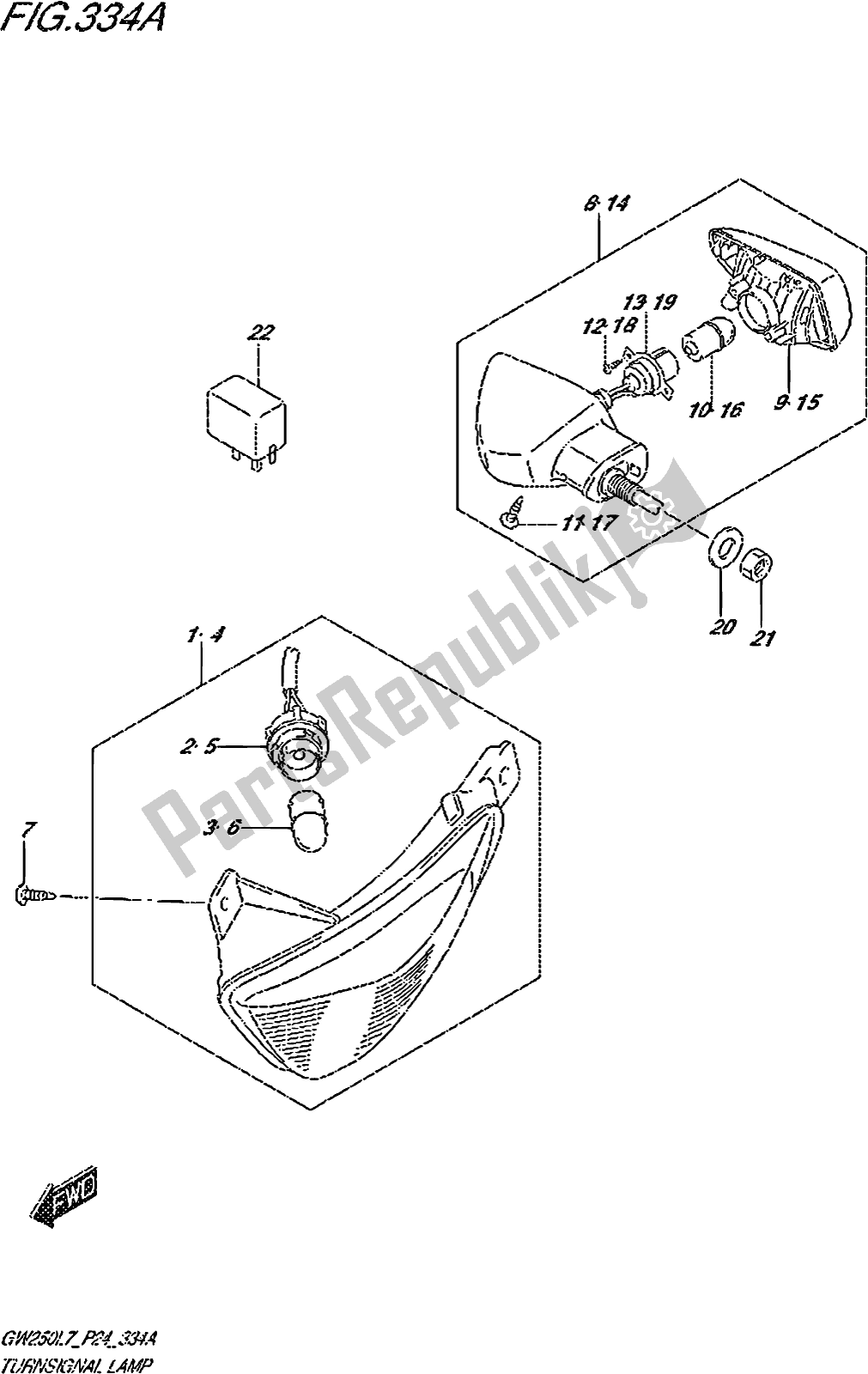 Tutte le parti per il Fig. 334a Turnsignal Lamp del Suzuki GW 250Z 2017