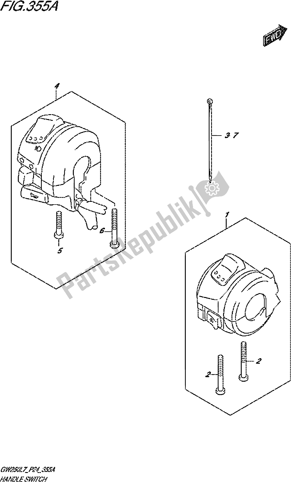 Tutte le parti per il Fig. 355a Handle Switch del Suzuki GW 250Z 2017