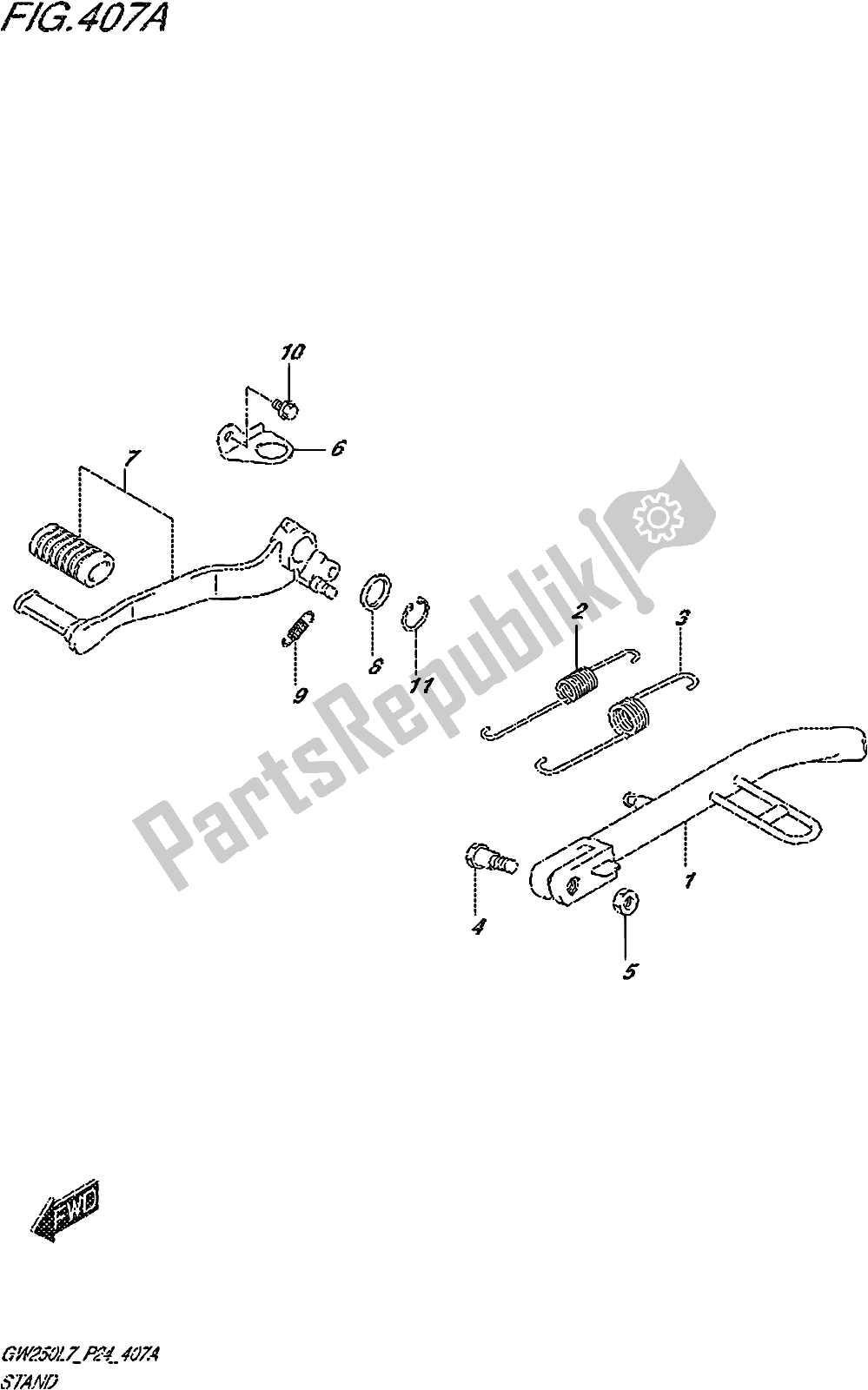 Todas las partes para Fig. 407a Stand de Suzuki GW 250Z 2017