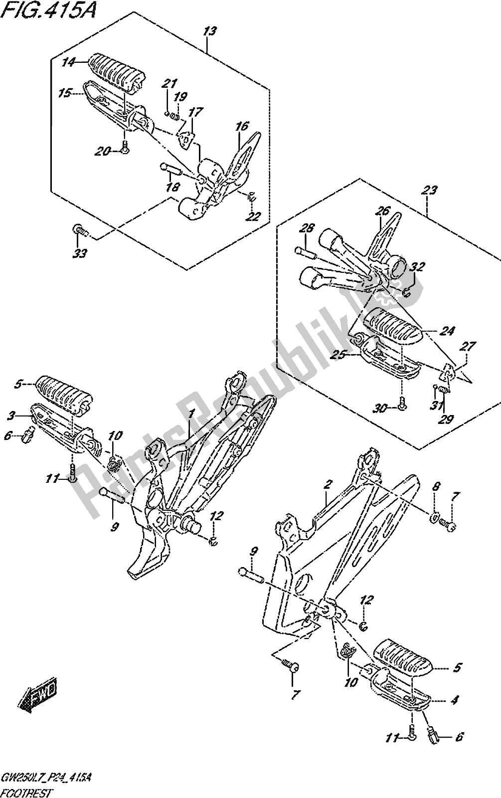 All parts for the Fig. 415a Footrest of the Suzuki GW 250Z 2017