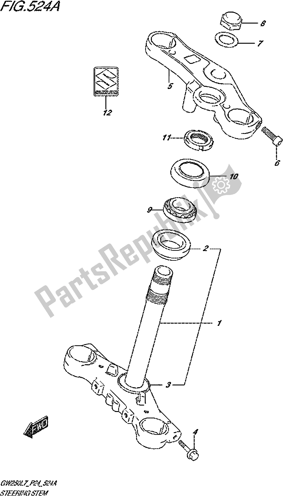 Toutes les pièces pour le Fig. 524a Steering Stem du Suzuki GW 250Z 2017