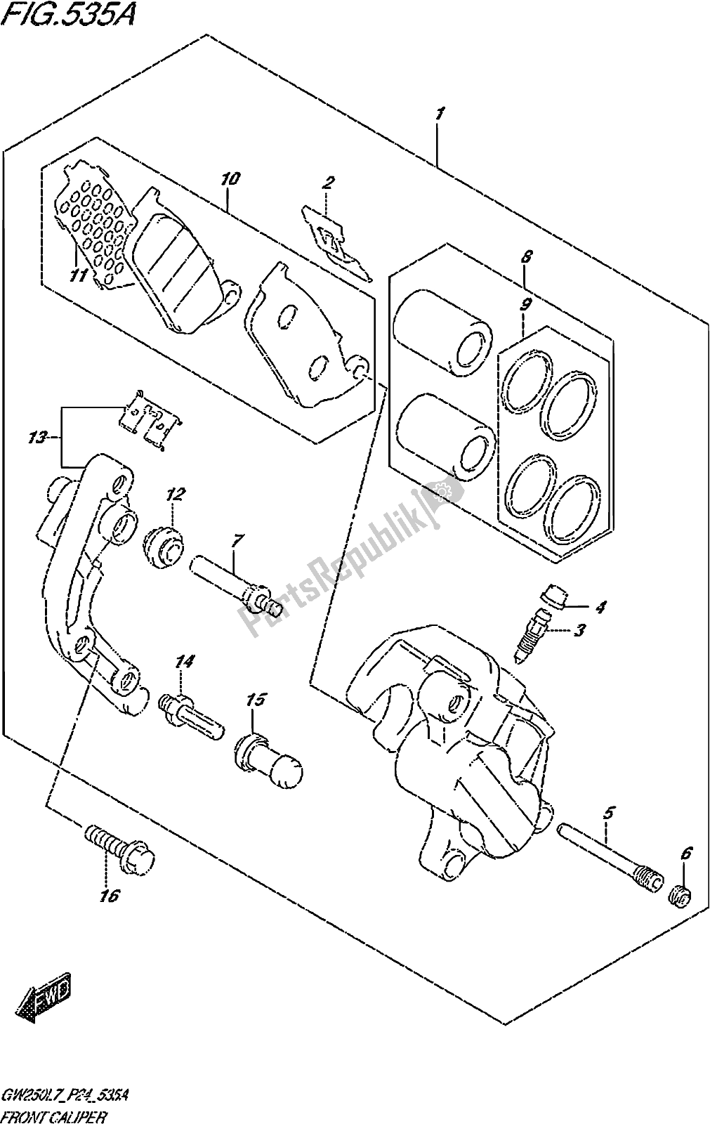 Todas las partes para Fig. 535a Front Caliper de Suzuki GW 250Z 2017