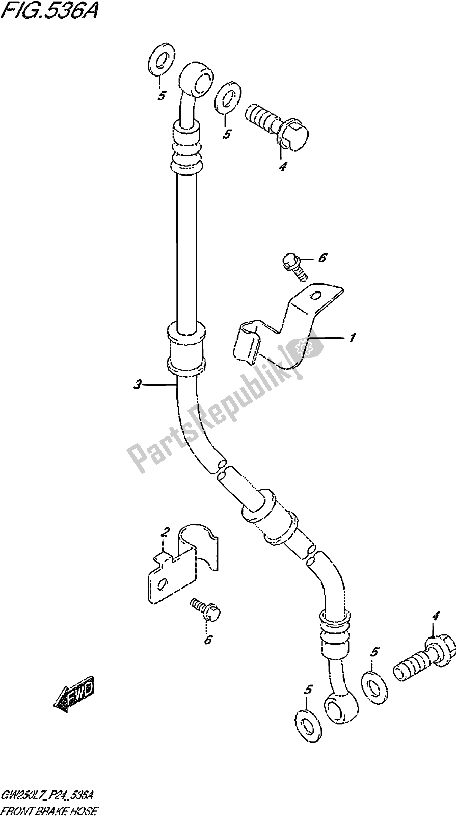 Toutes les pièces pour le Fig. 536a Front Brake Hose du Suzuki GW 250Z 2017