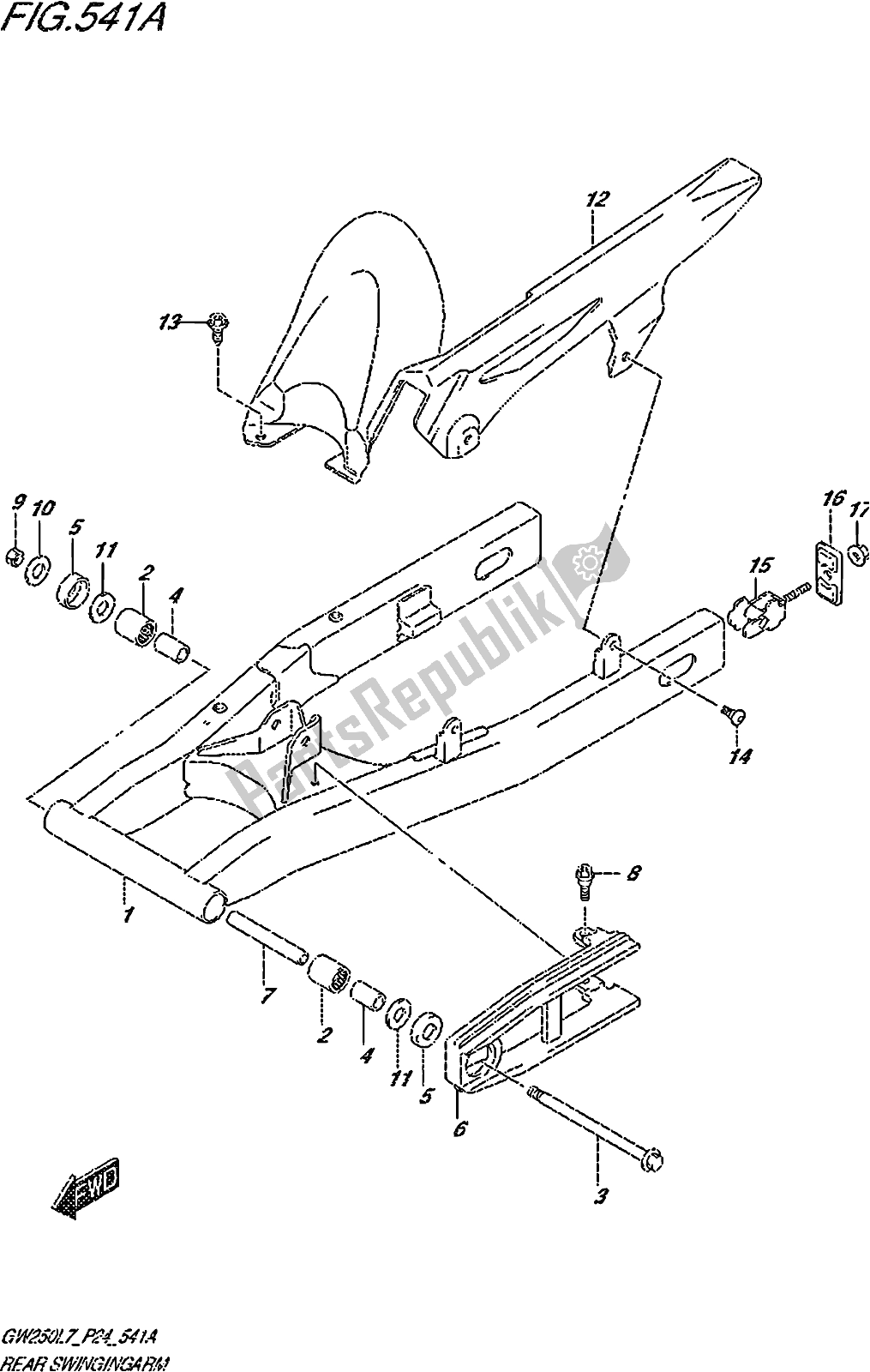 Todas las partes para Fig. 541a Rear Swingingarm de Suzuki GW 250Z 2017