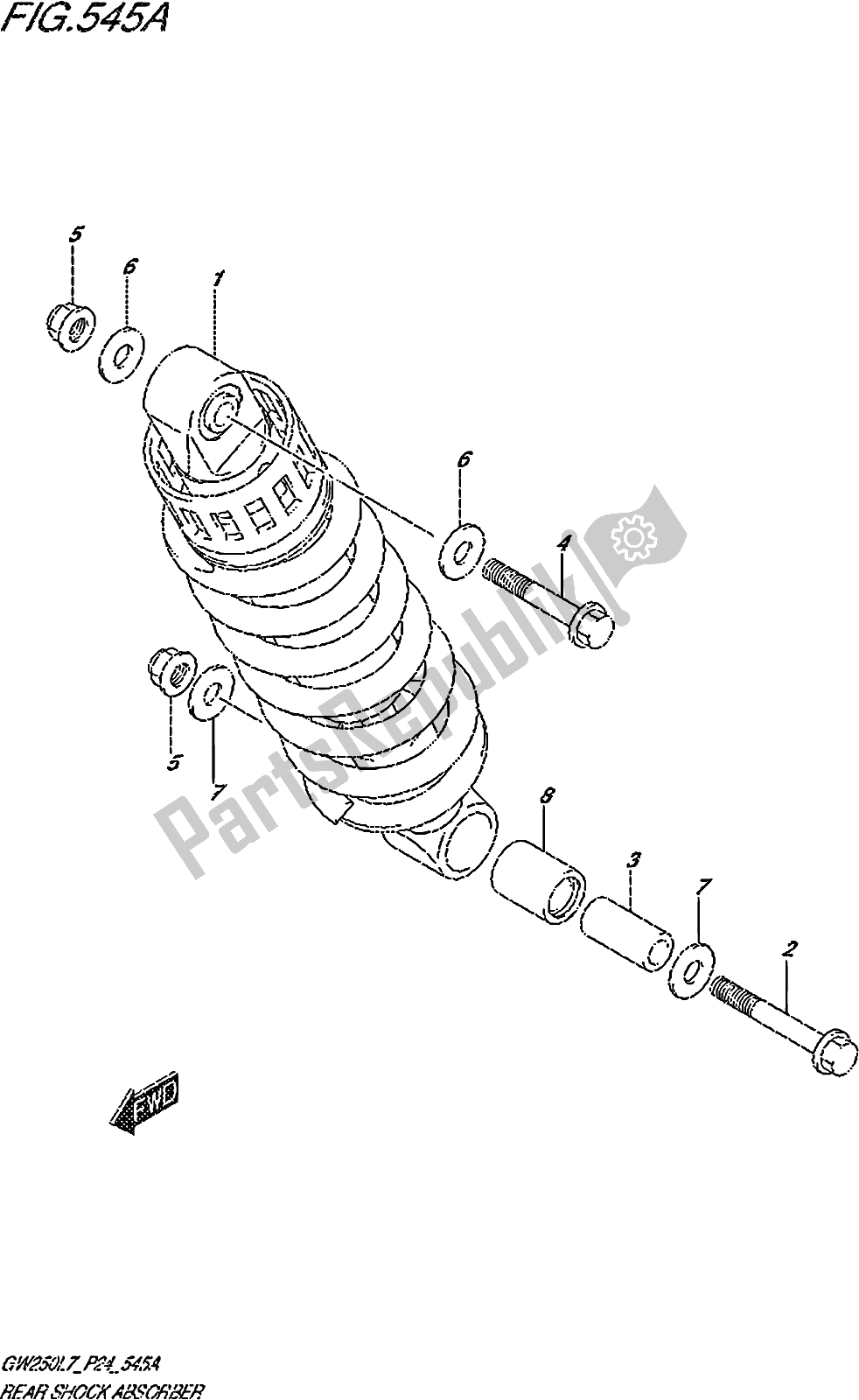 All parts for the Fig. 545a Rear Shock Absorber of the Suzuki GW 250Z 2017